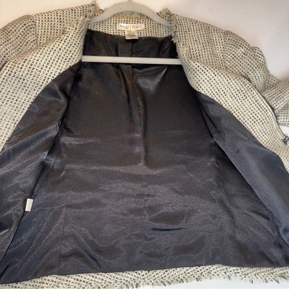 WHBM Tweed Fringe Jacket Black White 3/4 Sleeves Sz 12 - Picture 8 of 17